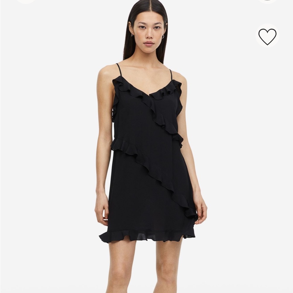 Flounce Trimmed Creped Dress Small